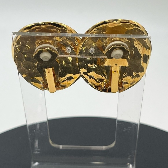 Elizabeth Taylor Rare Vintage Estate Signed AVON 1.5" 1993 Clip Earrings - Picture 12 of 14